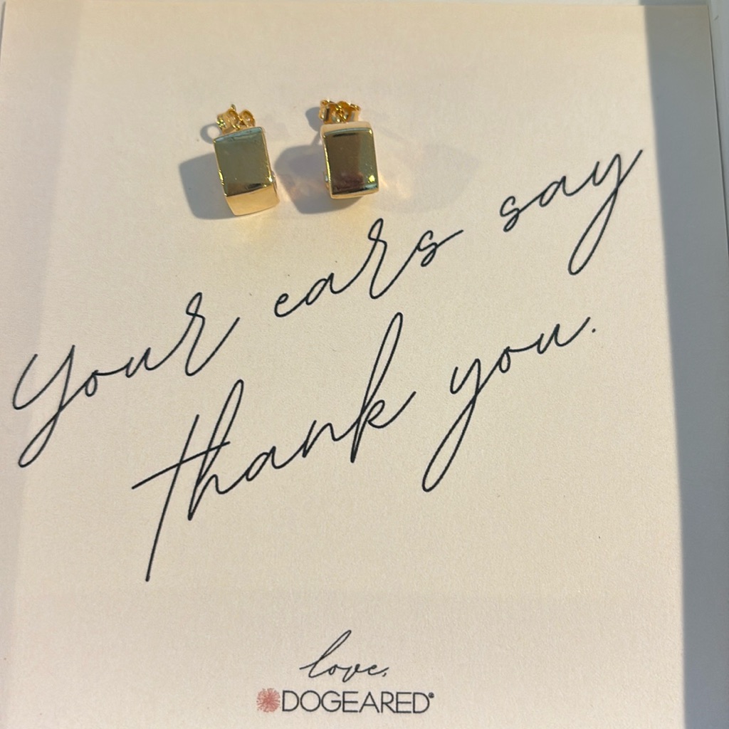 Dogeared 24 Karat Gold Dipped Boxy Hoop Square Earrings New In Box 32$